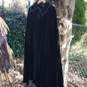 Velvet and satin long cape